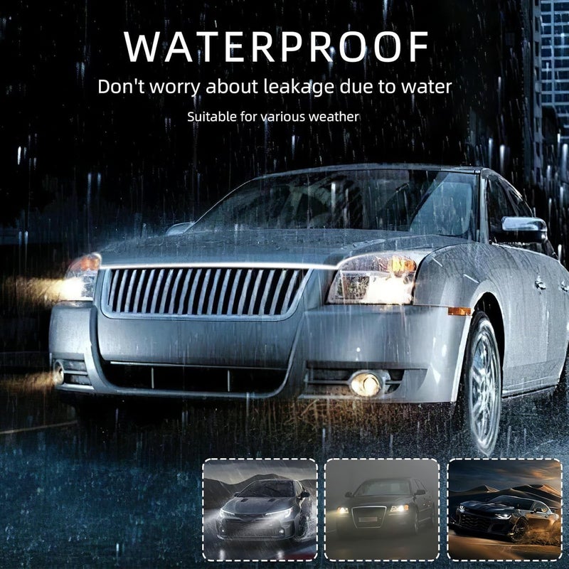 Hbxdeco Car Hood Light Strip, 71 Inches Waterproof Flexible LED Strip, Dynamic Scan Start Up Car Daytime Running Lights, Universal Auto Exterior Decor Accessories for Most Vehicles (White, 71 Inches) - Image 5
